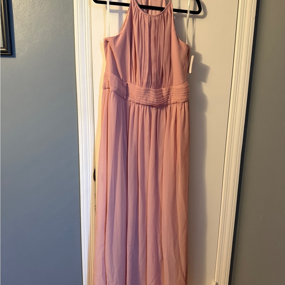 David's Bridal Pink Halter Bridesmaid Dress